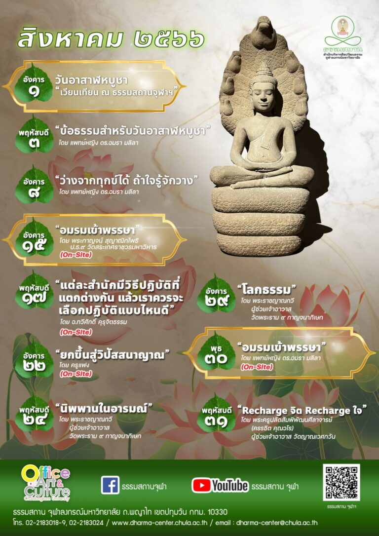 ธรรมบรรยาย เดือนสิงหาคม 2566