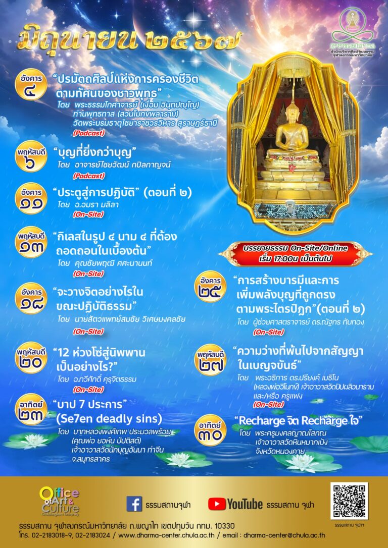 ธรรมบรรยาย เดือนมิถุนายน 2567