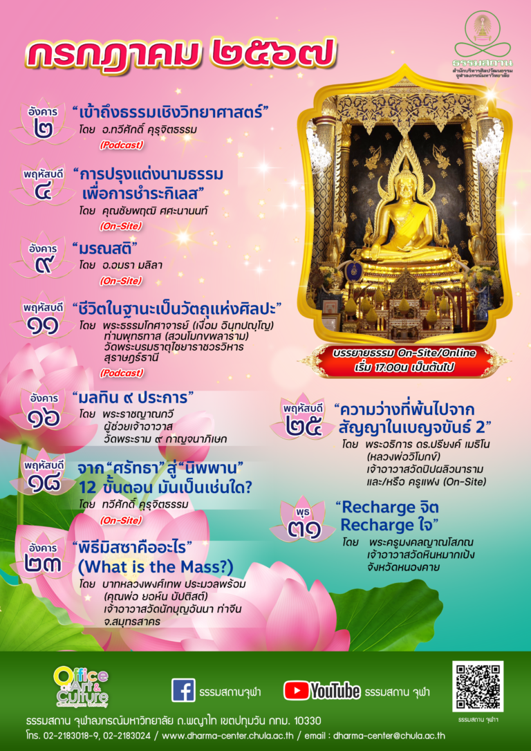 ธรรมบรรยาย เดือนกรกฎาคม 2567