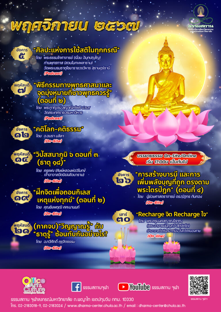 ธรรมบรรยาย เดือนพฤศจิกายน 2567