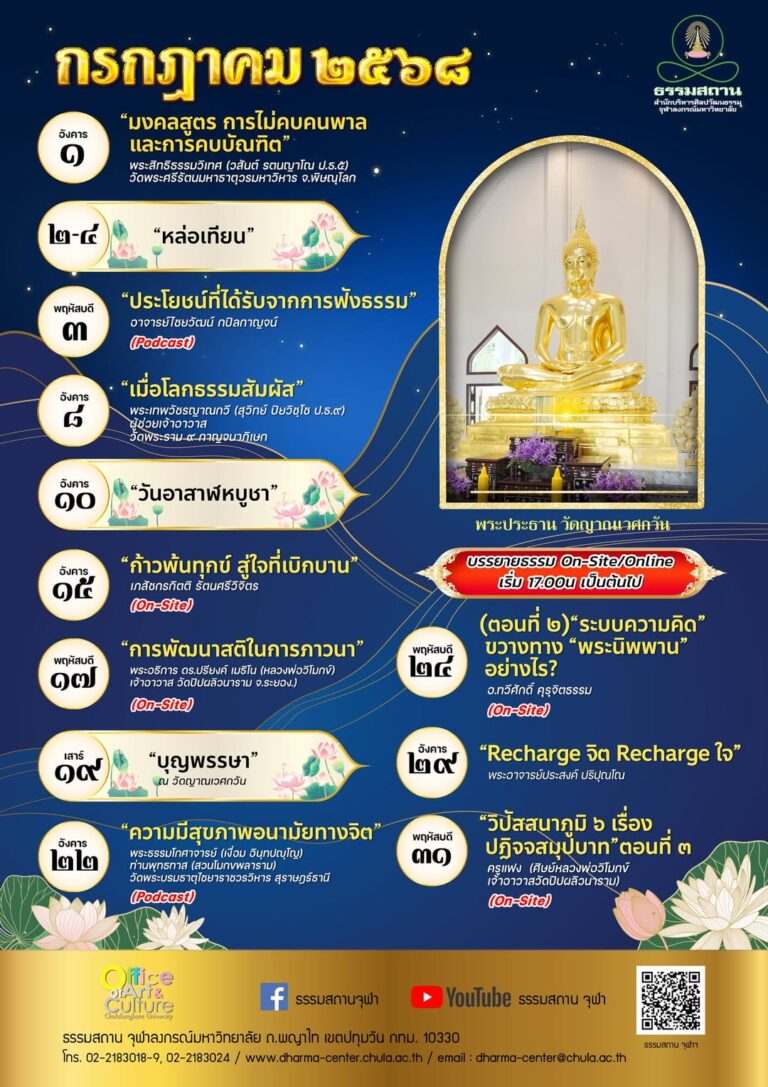 ธรรมบรรยาย เดือนกรกฎาคม 2568